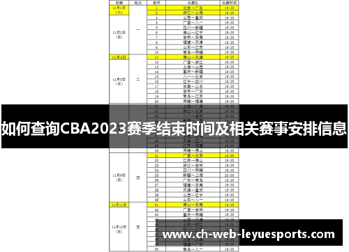 如何查询CBA2023赛季结束时间及相关赛事安排信息