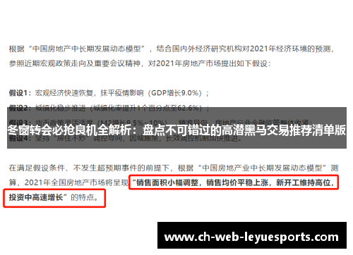 冬窗转会必抢良机全解析:盘点不可错过的高潜黑马交易推荐清单版 冬窗转会必抢良机全解析:盘点不可错过的高潜黑马交易推荐清单版