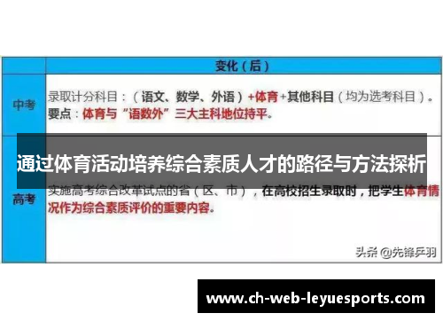 通过体育活动培养综合素质人才的路径与方法探析